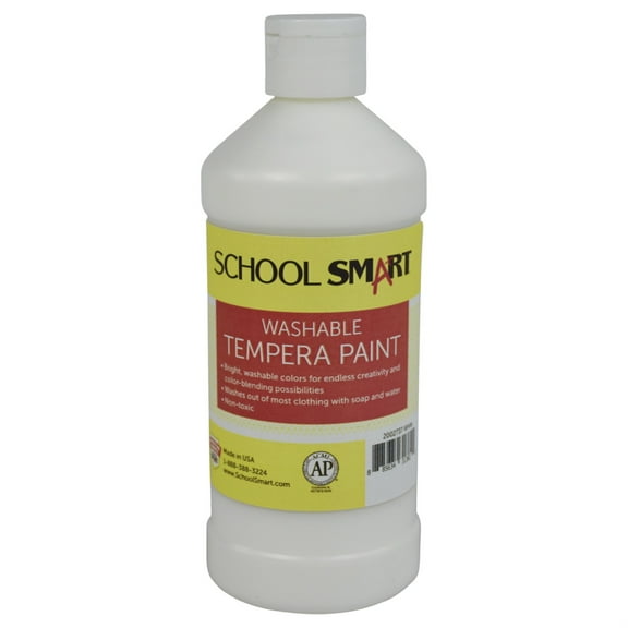 School Smart 2002737 1 Pint Washable Tempera Paint, White