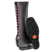 Milwaukee Leather Women's Black 14-inch Leather Harness Motorcycle Boots with Fuchsia Accent Lacing MBL9367 10