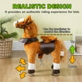 thumbnail image 5 of Qaba Ride on Horse, Walking Horse Toy, Kids Plush Riding Horse, Pony with Wheels & Neighing Sound for 3-5 Years Old up to 132 Pounds, Brown, 5 of 5