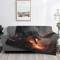 thumbnail image 2 of Fotbe Fiery Black Dragon Attack Manta de Franela con Estampado, Manta Ultrasuave para Cama, Sofá, Auto, Hipoalergénica y Antibolitas-60"x50", 2 of 6
