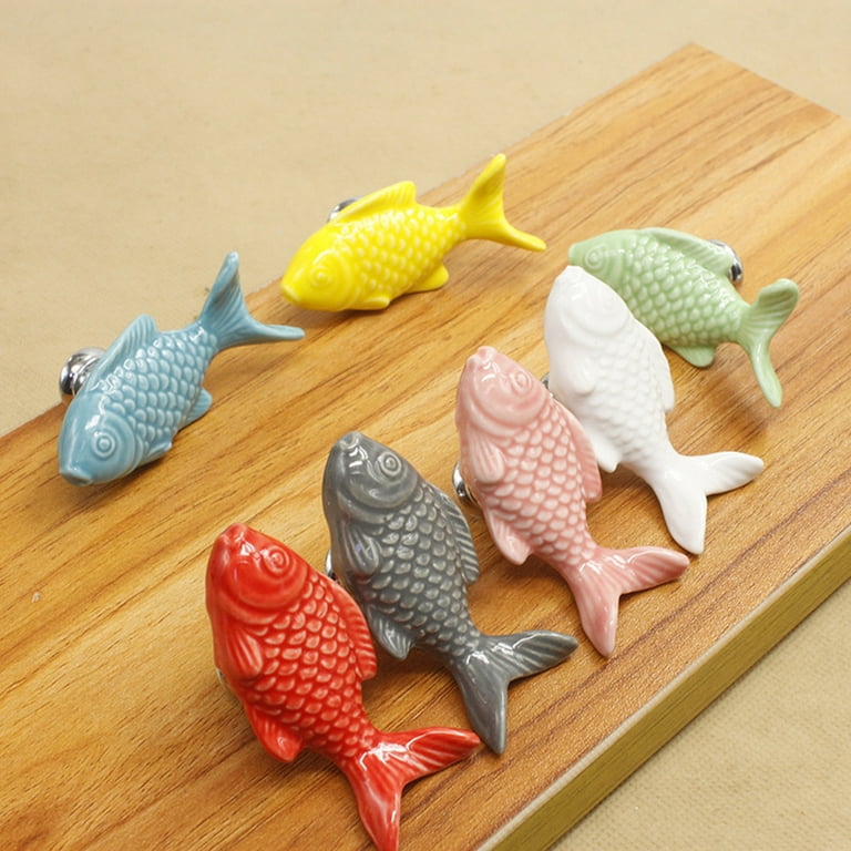 1Pc Children Drawer Knobs Fish Shape Ceramic Handles for Kids Room Kitchen Cabinet  Handles Cupboard Knobs Furniture Hardware 