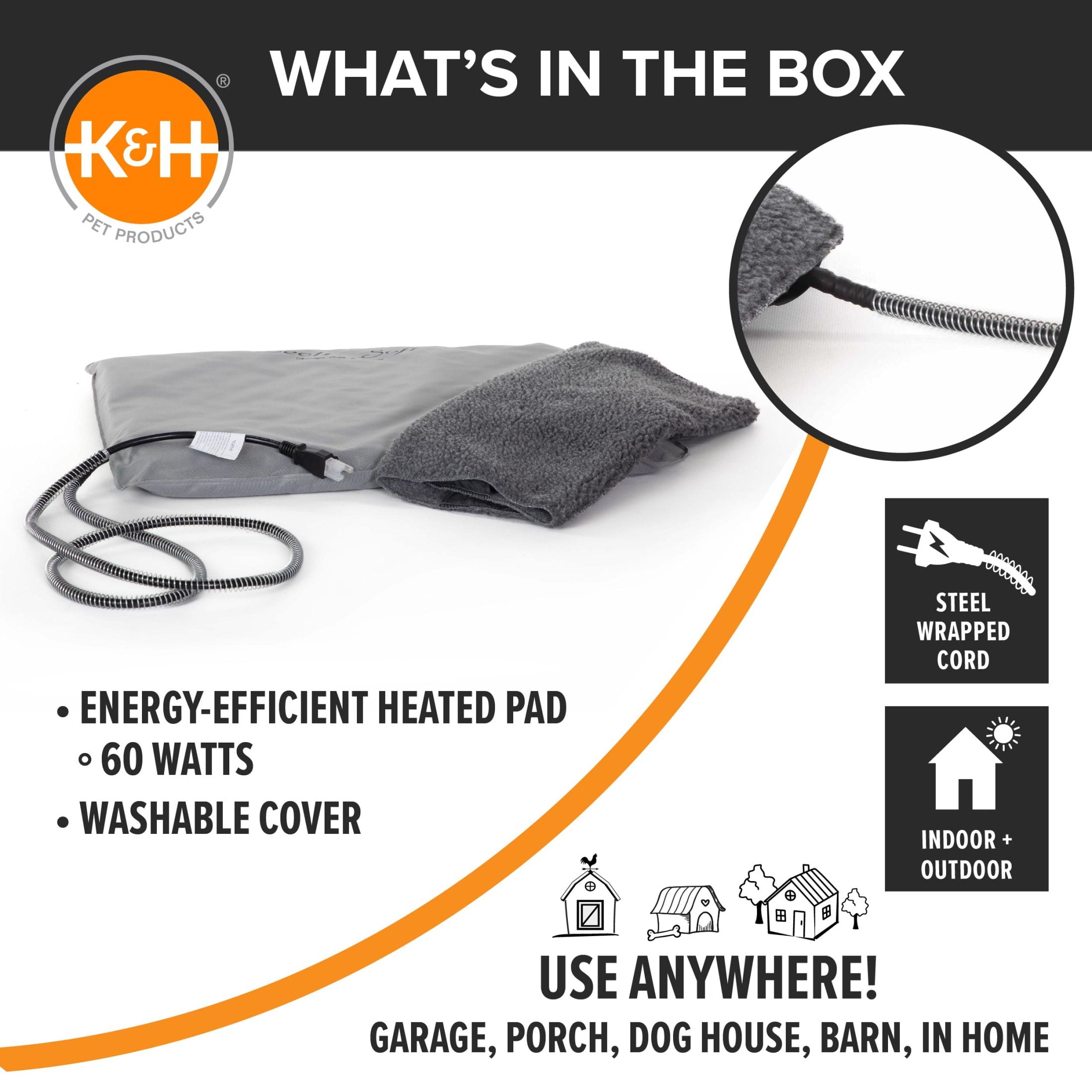 K&H Pet Products Lectro-Soft Outdoor Heated Pet Bed Gray Large 36 X 25 Inches