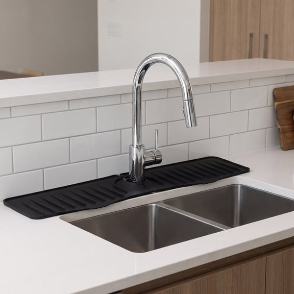 Phenofice Silicone Faucet Mat Black Self-Draining Kitchen Sink Splash Guard Quick Drying