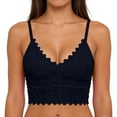 thumbnail image 2 of Jinhomg Women's Lace Padded Bralette Plunge Wireless Longline Bra Breathable Everyday Bras Black Free Size, 2 of 9