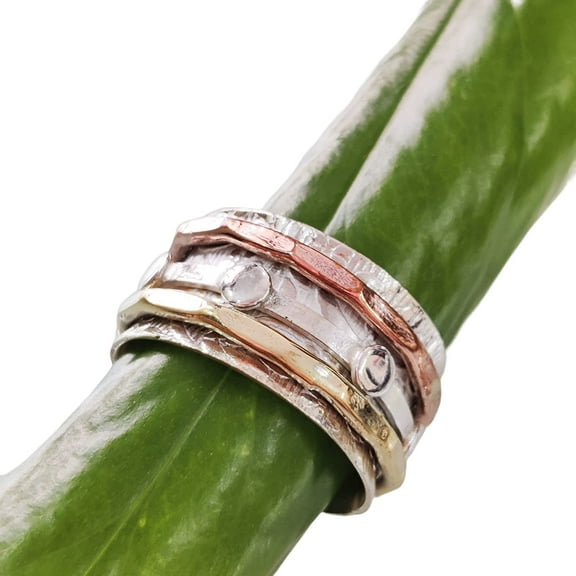 Infinity Spinner Band, Meditation Ring, 925 Sterling Silver Ring, Spinning Thumb Ring, ThreeTone Ring, Fidget Ring, Handmade Jewelry, Christmas Oxidized, Womans Band Ring, Anxiety Ring, Mans Band Gift