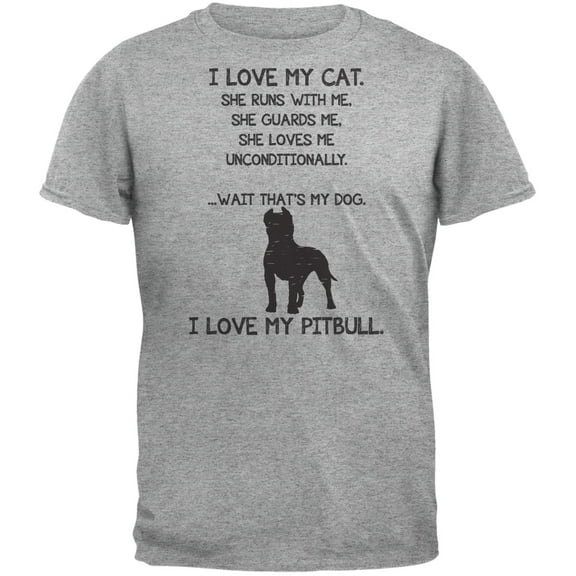 I Love My Pitbull Girl Heather Grey Adult T-Shirt - Medium