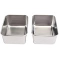 thumbnail image 1 of 2pcs Stainless Steel Food Storage Boxes Square Box Cake Food Box (Silver), 1 of 4