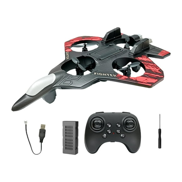 Avión de combate a control remoto, modelo de avión de acrobacias para niños y adultos, ligero rojo