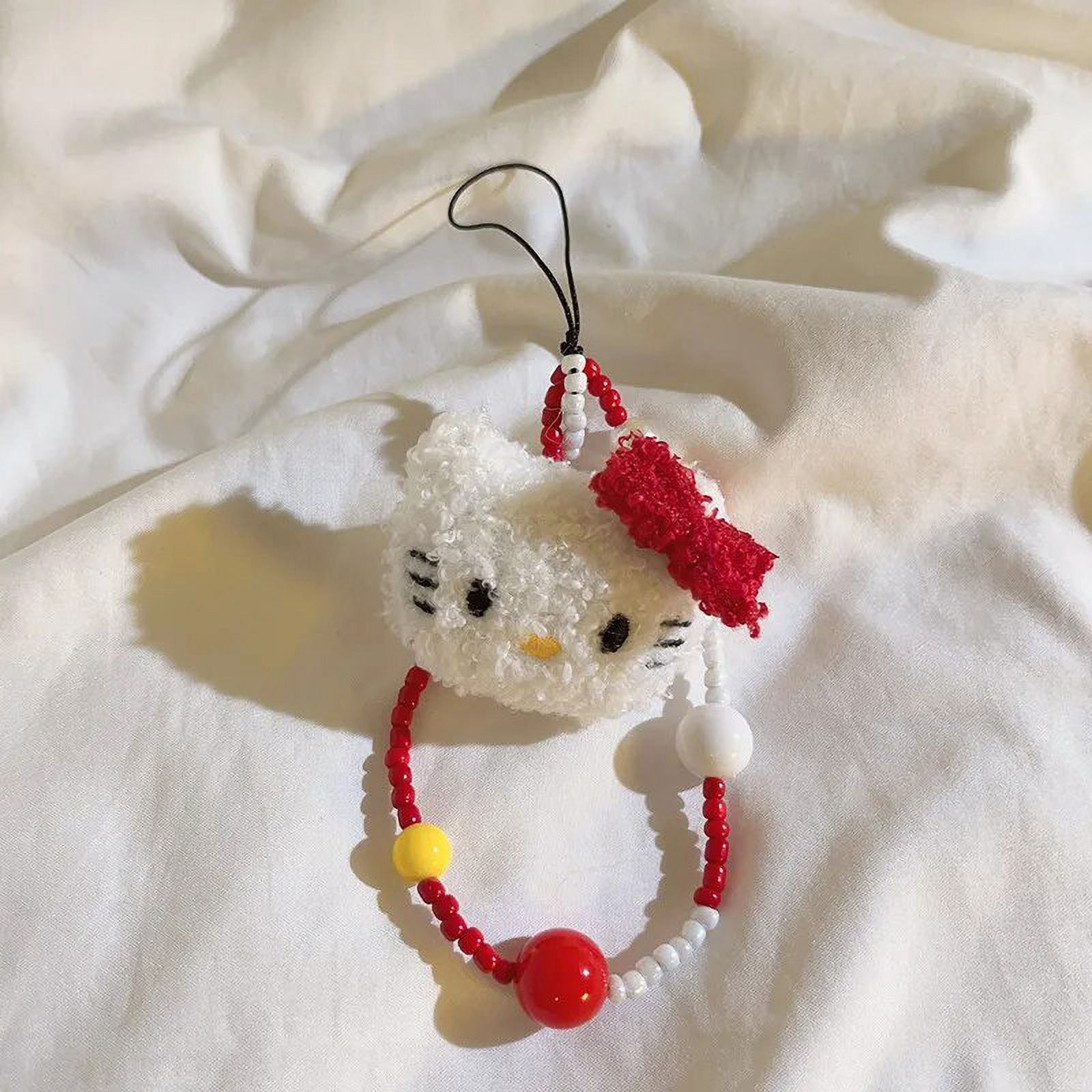 Sanrio Hello Kitty Phonechain Anime Beaded Phone Pendant Kawaii Colorful Bead Keychain Cute Key Pendant Bag Accessories Gift