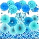 thumbnail image 1 of Juego de decoración de fiesta de 22 paquetes con abanicos de papel colgantes, flores de pompones, banderines triangulares, guirnaldas, lunares y confeti de papel para nacimiento, 1 of 4
