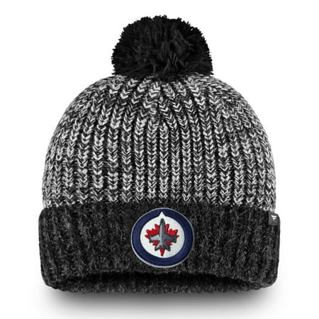 - Winnipeg Jets Fanatics Branded Iconic Cuffed Knit Hat with Pom - Black/Gray - OSFA