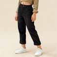 thumbnail image 5 of Kids Capri Pants Linen Button Down Elastic Waist Straight Leg Pant Summer Casual Comfy Clothes With Pockets (11-12 Years, Black), 5 of 8
