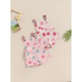 thumbnail image 2 of Kids Little Girls Overalls 6 12 18 24 Months 2T 3T 4T 5T 6T Shorts Floral Print Pocket Front Sleeveless Suspender Jumpsuit with Adjustable Shoulder Strap, 2 of 9