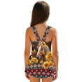 thumbnail image 2 of Uourmeti Girls' One Piece Skirted Swim Dress - Southwestern Horse & Sunflower Print | Quick Dry, Stretchy Beach Swimwear for Summer Vacations & Pool Days, 2 of 8