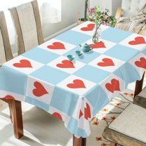 Yayeee Tablecloths 60" x 120" Rectangle Wrinkle Resistant Party Table Cover, Light Blue Checkered Heart