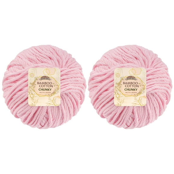 JubileeYarn Bamboo Cotton Chunky Yarn - 100g/Ball - Primrose Pink - 2 Balls
