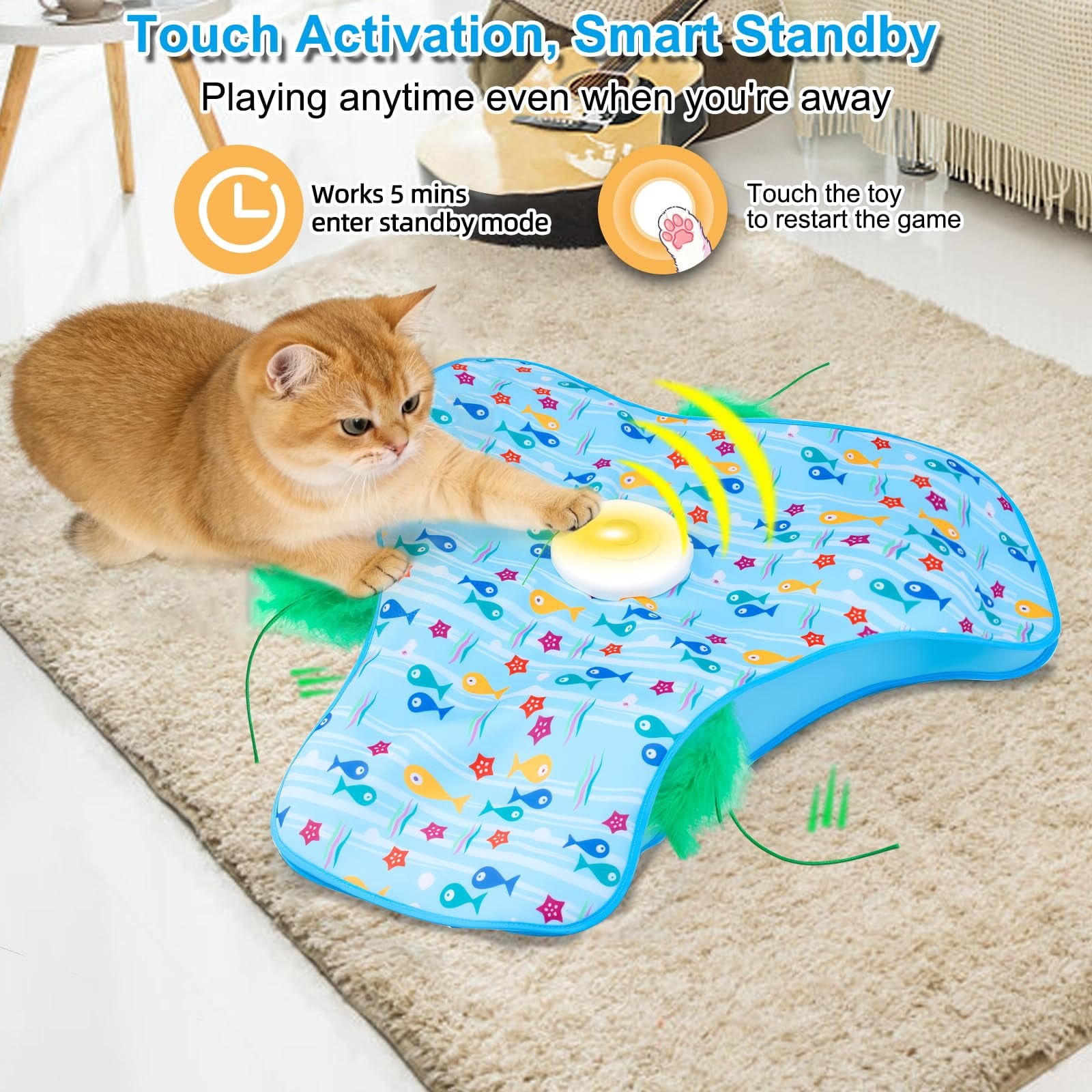 Interactive Cat Toys For Indoor Cats  Automatic And Seek Motion-activated With Moving & Animal Chirps Usb Rechargeable Electric Enrichment Bored Adult Kittens