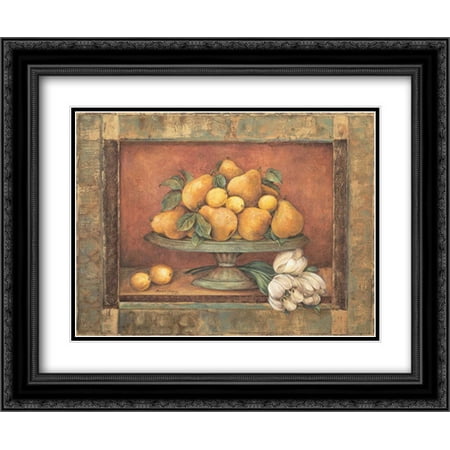 Florentine Pearl - Florentine Pear 2x Matted 24x20 Black Ornate Framed Art Print by Gladding, Pamela