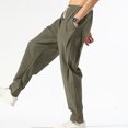 thumbnail image 5 of YUGYXL Plus Size Drawstring Trouser for Men 2025 Stretch Waist Loose Straight Leg Pants Summer Beach Long Pant Army Green L, 5 of 7