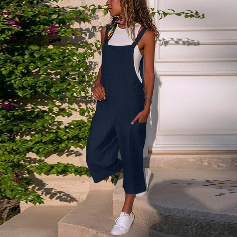 ASEIDFNSA Woman'S Casual Full-Length Loose Pants Jumpsuit Pockets  Loungewear Womens Romper Jumpsuit Piece Sleeve Short One Loose Tie-Dye  Women'S Jumpsuit 