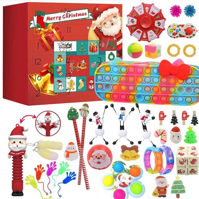 Caja de regalo de calendario de Adviento de navidad para niños, joyería DIY, caja antiestrés, calendario de cuenta regresiva de 24 días, regalo de navidad