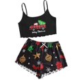 thumbnail image 3 of Nuevas mujeres Sexy Navidad estampado tirantes Top pijama camisola pantalones cortos copo de nieve ropa de hogar conjunto de dos piezas ropa de dormir para mujer, 3 of 4