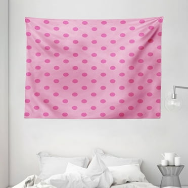 Hot Pink Tapestry, Classical Simplistic Pattern Design with Small Pink Dots Spots Girlish Style, Wall Hanging for Bedroom Living Room Dorm Decor, 80W X 60L Inches, Pink Hot Pink, by Ambesonne