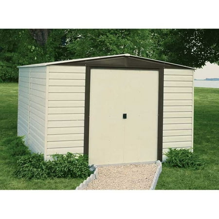 vinyl dallas 10 x 12 ft. steel storage shed coffee/almond