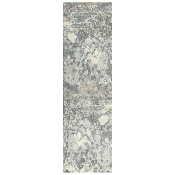 Alora Decor Essential 2'6" x 10' Abstract Gray/Ivory Hybrid Area Rug
