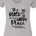 thumbnail image 4 of Inktastic Spring Break the Beach is My Happy Place Women's V-Neck T-Shirt, 4 of 5