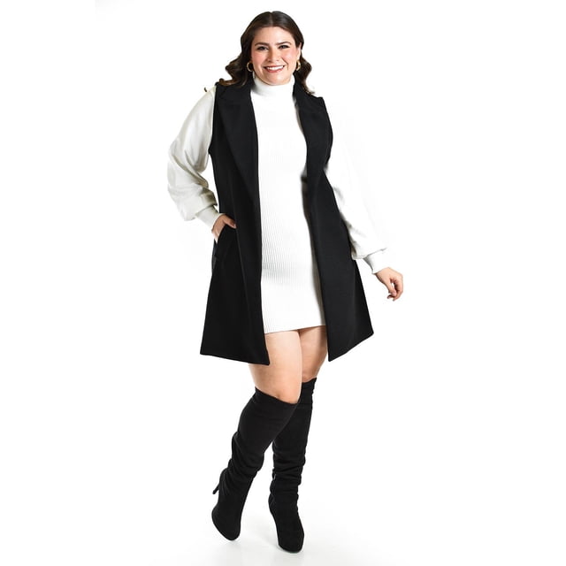 Chaleco con solapa Roman Fashion /Talla Extras, 2953 (Negro) negro 38