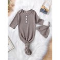 thumbnail image 3 of Kiapeise Baby Girl Boy Coming Home Knotted Gown Unisex Newborn Infant Sleep Onesie Outfit Cute Baby Winter Pajamas, 3 of 9
