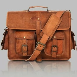 DHK 18 Inch Vintage Leather Messenger Bag Laptop Satchel Distressed Brown Unisex Walmart