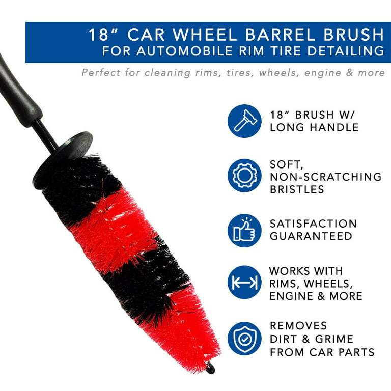 Barrett-Jackson® Square Tire Brush with Long 18 Handle