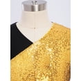 thumbnail image 5 of Eandarui Kids Girls Sequin Hip Hop Jazz Dance Crop Top Mesh Long Sleeve Cutout Back Color Block Sparkly Shirt Gold 12, 5 of 7
