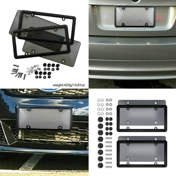 US 2-4 Pack Clear Tinted Smoked License Plate Tag Shield Cover and Frame Auto