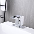 thumbnail image 5 of LED Bathroom Sink Faucet, Chrome Waterfall Single Hole Handle Vanity Faucets for Sinks 1 Hole with Metal Pop Up Drain and 2 Water Supply Lines, Side Handle, 5 of 11