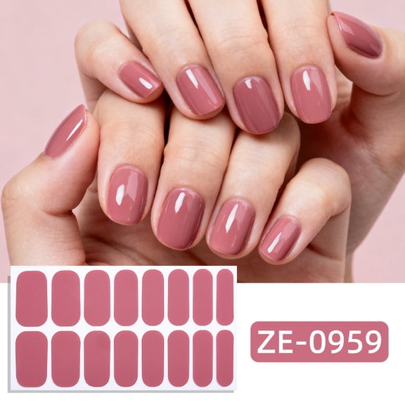 Buy 2 Get 1 Free Solid Color Nail Stickers, 16Pcs Glossy Pink Nude Nail Wraps, Long-Lasting Self-Adhesive Nail Polish Strips, Easy Apply Nail Art Stickers for Women, Includes Nail File