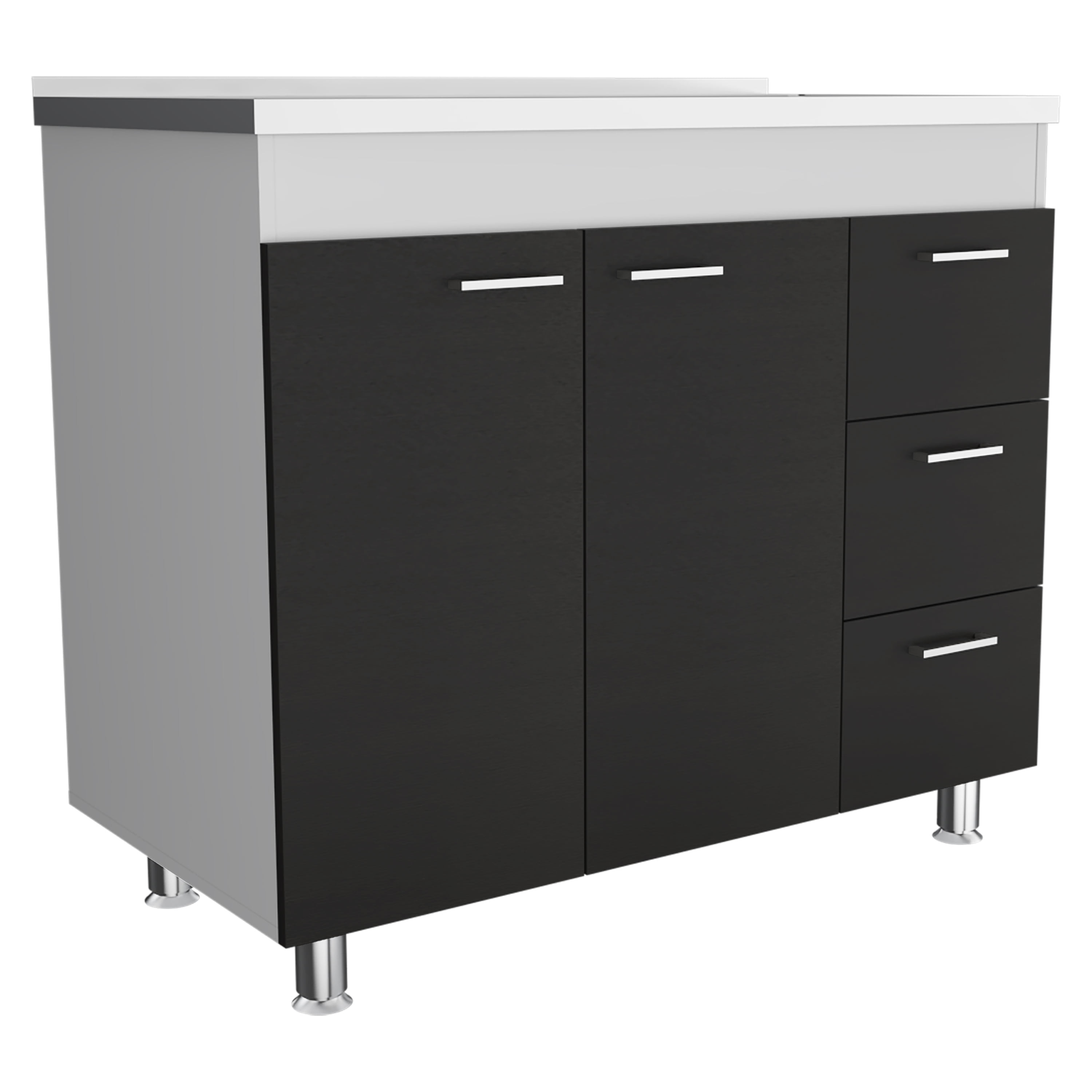 Rainlex 39" Freestanding Utility Sink Cabinet with Stainless Steel Countertop, Double Utility Basins, Soft-Close Storage Doors