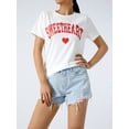 thumbnail image 3 of Qiylii Women's T-Shirt Heart/Letter Print Design Short Sleeve Round Neck Summer Breathable Simple Street Tops, 3 of 6