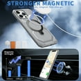 thumbnail image 4 of Rugged Case for iPhone 15 Pro Max, Heavy Duty 360° Rotating Strong Magnetic Stand Hard Cover Anti-Shock Armor Slim Anti-fall Phone Case Cover for iPhone 15 Pro Max, Gray, 4 of 6