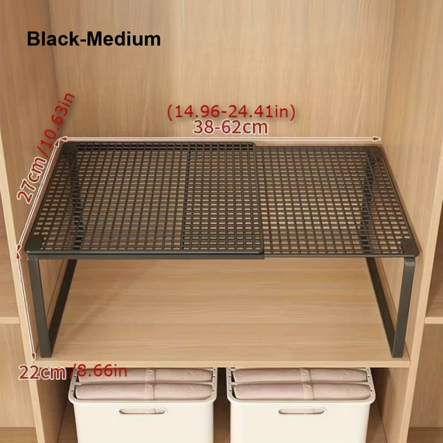 1 Piece Retractable Closet Organizer - Heavy Duty Metal Closet Rack, Height Adjustable, Space Saving Vertical Storage Rack, - Easy to Install, Compatible with Wardrobes, Shoe Cabinets, Shelf Liners