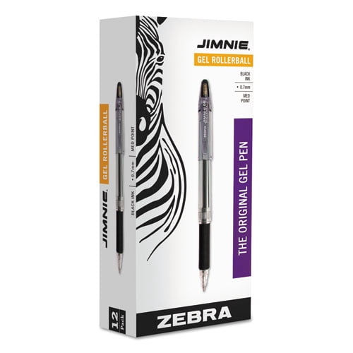 Jimnie Gel Pen, Stick, Medium 0.7 mm, Black Ink, Smoke Barrel, 12/Pack | Bundle of 2 Dozen