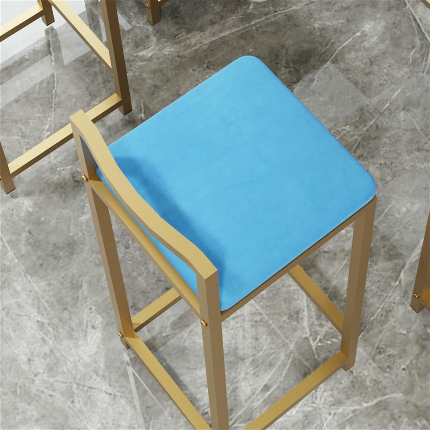 Demi Bonn 5-Piece Dining Table Set with 4 Upholstered Bar Stools and Storage, Kitchen Bar Table Furniture Sets for Dining Room, Apartment, Blue