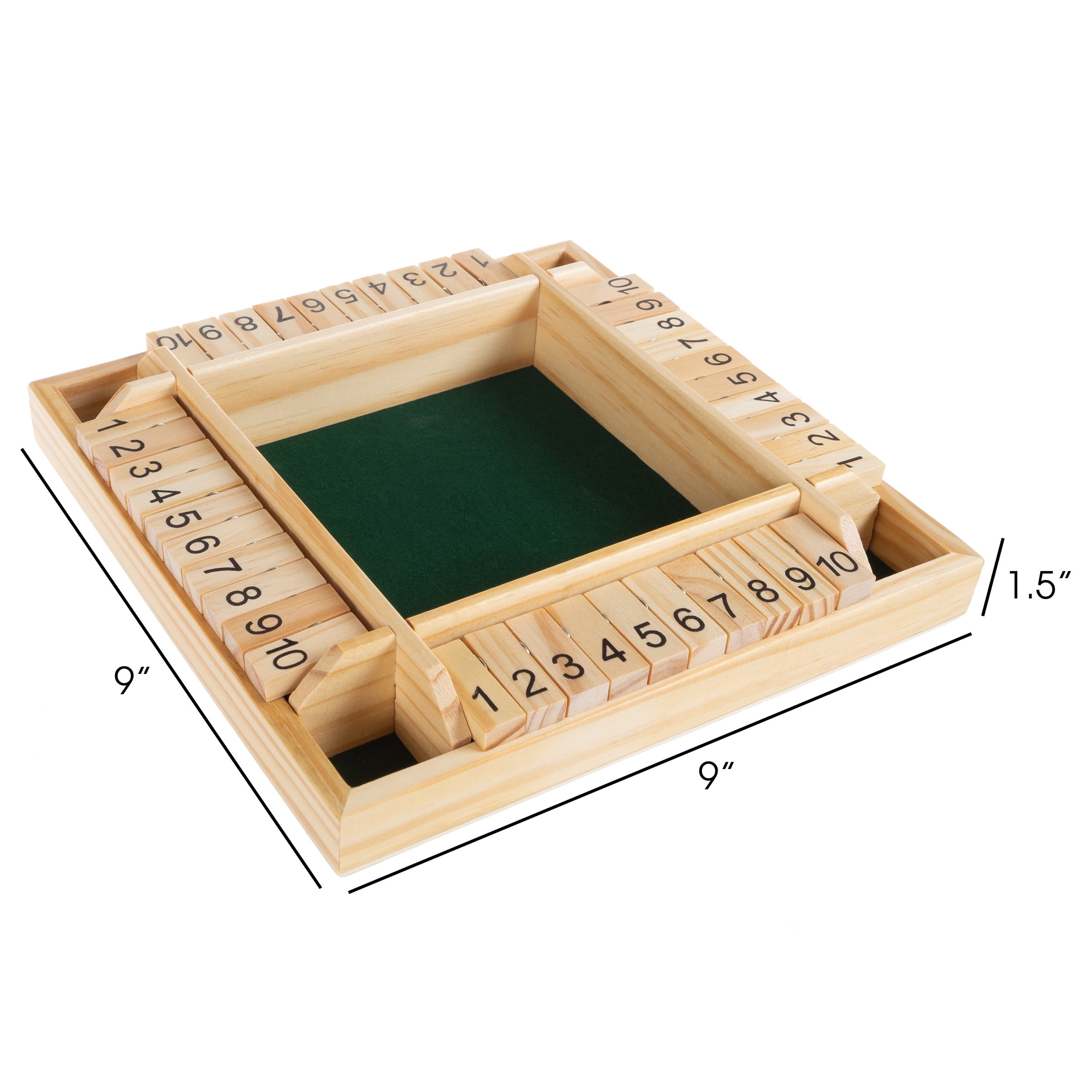 Hey Play 4-Player Wooden Shut The Box Game with Dice for Adults and Kids