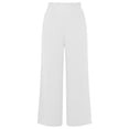 thumbnail image 5 of Arlun Casual Wide Leg Palazzo Pants for Women Loose Fit Straight Leg Trousers with Pockets Lace Elastic High Waisted Pleated Trim Detail Comfortable Flowy Bottoms White XL, 5 of 5