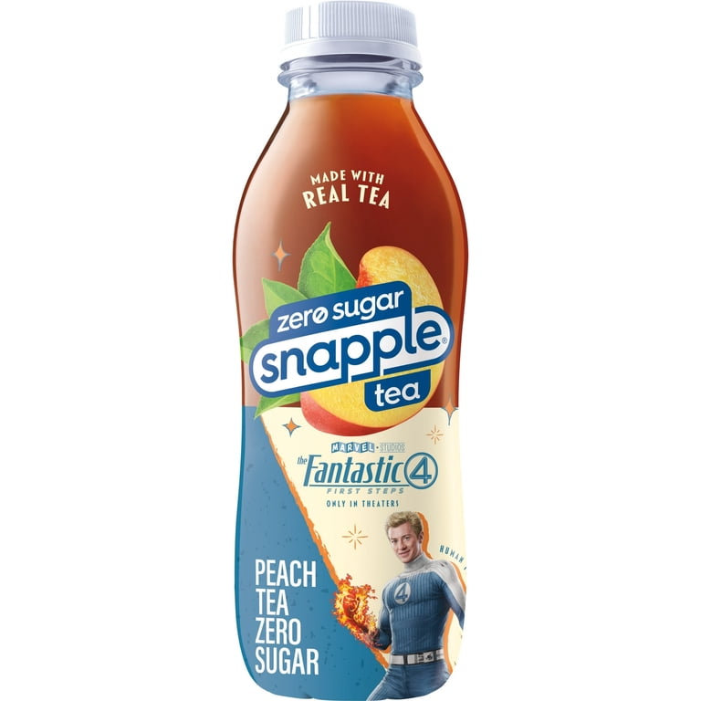 Snapple Zero Sugar Peach Tea, 16 fl oz recycled plastic bottle, 12