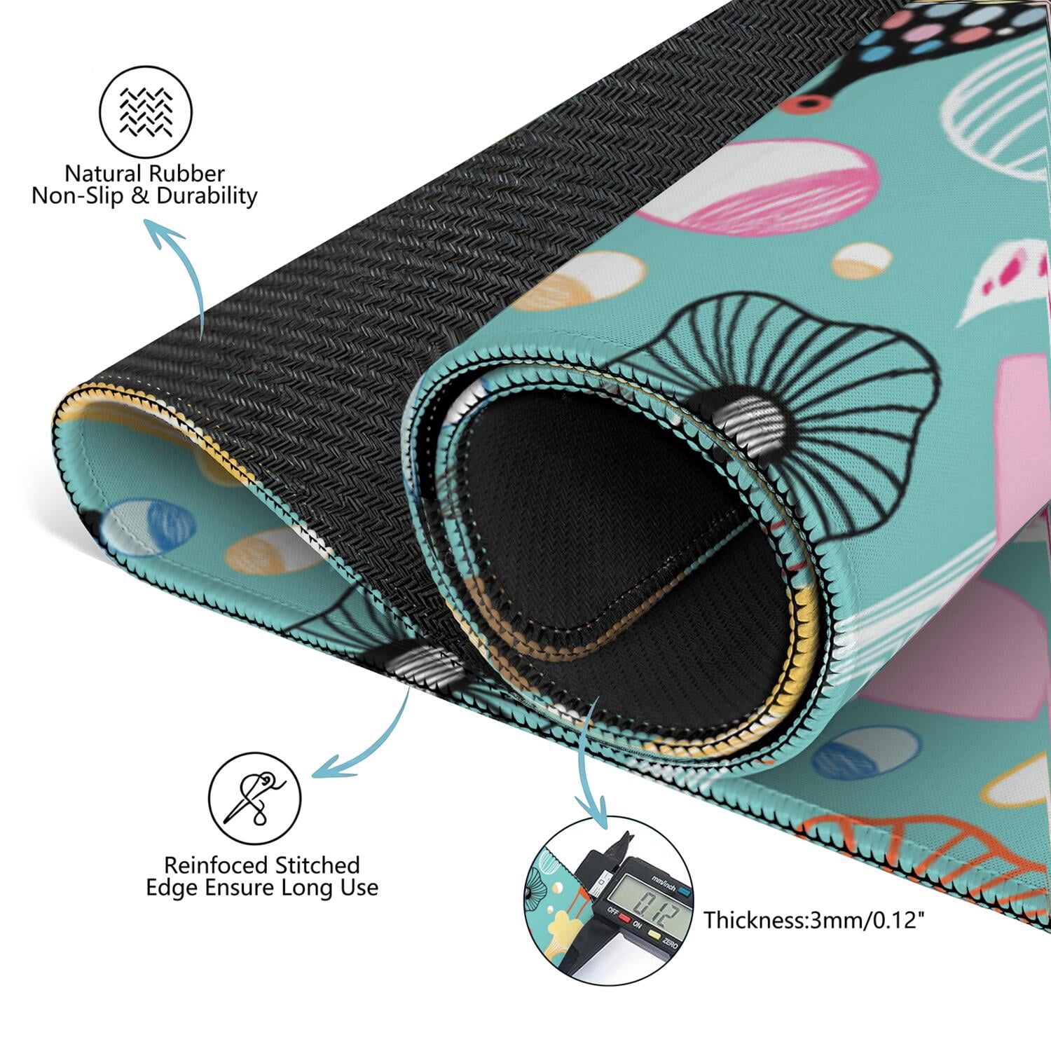 Square Botanical Pattern Mahjong Mat 31.5 Inches Made of Premium Rubber with Anti-Slip Non-Slip Properties and Noise Reduction for Card Games