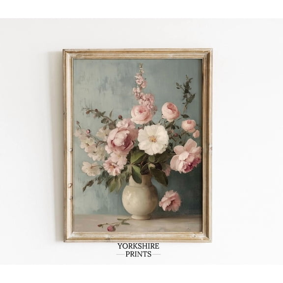 Vintage Floral Print, French Country Wall Art Home Decor #3978, 8x12 UNFRAMED