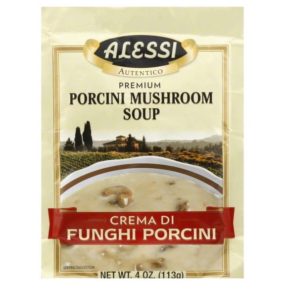 Alessi Autentico Premium Porcini Mushroom Soup Mix, Traditional Italian Crema Di Funghi Flavor, 4 oz Packs, 6 Count